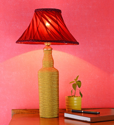 DEPLO HOME Gold-Maroon Table Lamp(45 cm, Gold)