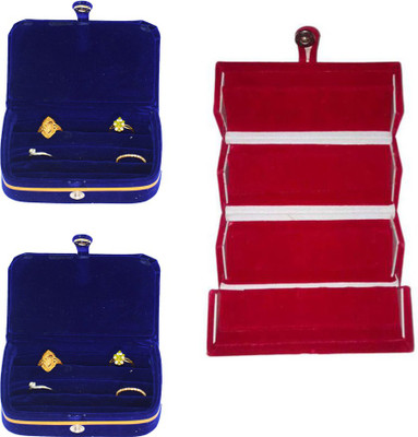 

Aadhya Combo of Ring & Earring Folder pack of 3 Vanity Box(Red, Blue)