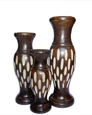 

Accurate Traders Wooden Vase(12 inch, Brown)