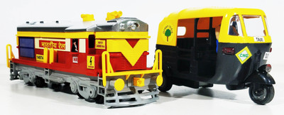 

Jack Royal Toy Train Engine and Auto (Pull Back toy Set of 2) (Red,Black)(Red, Black)