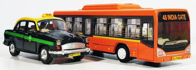 

Jack Royal Toy Bus and City Taxi(Pull Back toy) 2 Combo (Orange,Black)(Orange, Black)