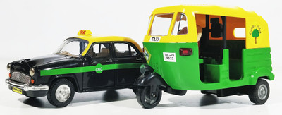 

Jack Royal Toy CNG Auto and City Taxi (Set of 2 Pull Back toy) (Green,Black)(Black, Green)