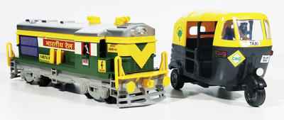 

Jack Royal Toy Train Engine and Auto (Pull Back toy Set of 2) (Green,Black)(Black, Green)
