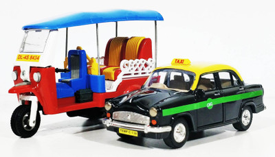 

Jack Royal City Taxi and TUK TUK Auto (Pull Back toy Set of 2) (Red,Black)(Red, Black)