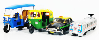 

Jack Royal City Bus, Train Engine,Taxi and Tuk Tuk Auto(Set Of 4 Pull Back toy) (Blue,Black,Grey,Green)(Blue, Black, Grey, Green), Black;blue;green;grey