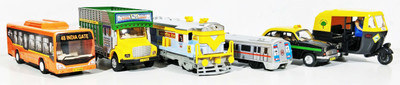 

Jack Royal City Bus, Train Engine,Taxi, Auto,Metro and Tuk Tuk Auto(Set of 6 Pull Back toy) - Type 2(Multicolor)