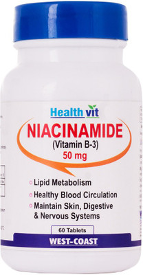 

HealthVit Niacinamide (Vitamin B3) 50 Mg 60 Tablets(60 No)