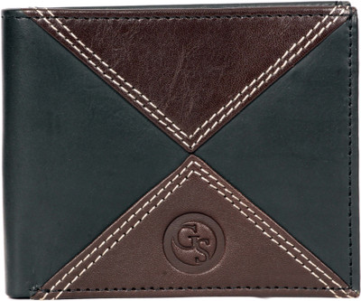 GS Men Black Genuine Leather Wallet(8 Card Slots)
