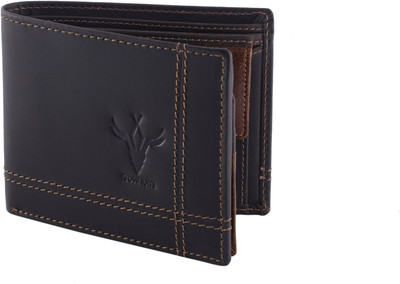 

Krosshorn Men Brown Genuine Leather Wallet(6 Card Slots), Black