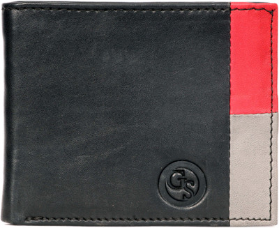 

GS Men Black, Red Genuine Leather Wallet(8 Card Slots), Multi color