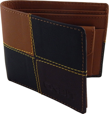 

Orbit Men Tan Genuine Leather, Fabric Wallet(3 Card Slots), Black;tan