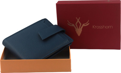 

Krosshorn Men Blue Genuine Leather Wallet(6 Card Slots)