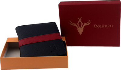 

Krosshorn Men Blue Genuine Leather Wallet(6 Card Slots)