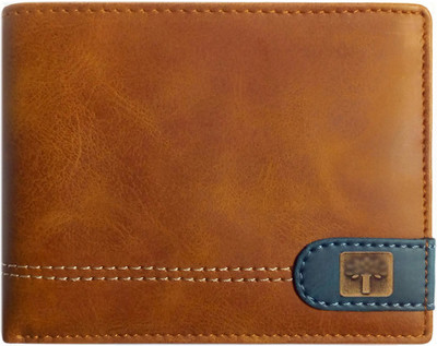 

Oaks Wood Boys Formal Brown, Blue Genuine Leather Wallet(10 Card Slots), Tan