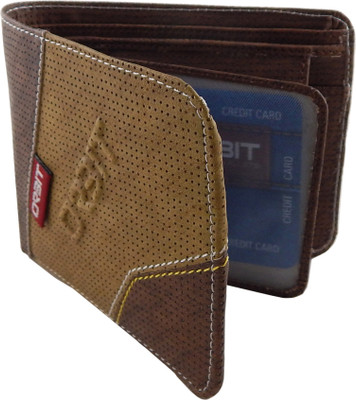 

Orbit Men Brown Genuine Leather, Fabric Wallet(5 Card Slots), Brown;khaki