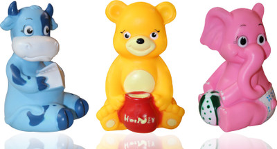 

Akshat PERFECT GIFT FOR NEW BORN 7" COW , BEAR & ELEPHANT Rattle(Multicolor)