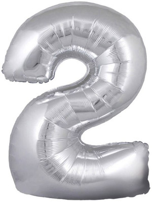 

Balloonistics Solid Two Number Foil Balloon 16" Inch Balloon(Silver, Pack of 1)