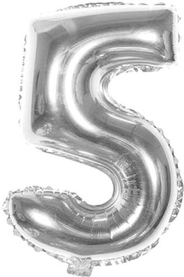 

Balloonistics Solid Five Number Foil Balloon 16" Inch Balloon(Silver, Pack of 1)