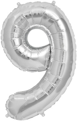 

Balloonistics Solid Nine Number Foil Balloon 16" Inch Balloon(Silver, Pack of 1)