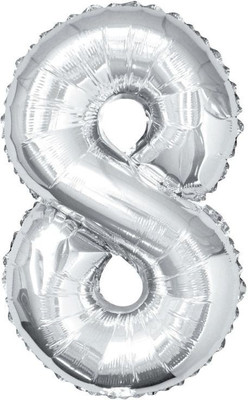 

Balloonistics Solid Eight Number Foil Balloon 16" Inch Balloon(Silver, Pack of 1)
