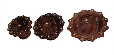 

Accurate Traders AK-001 Wooden Bowl Set(Brown, Pack of 3)