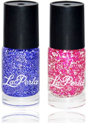 

La Perla Pink & Blue Sparkle Nail Paint By Viveka(Set of 2)