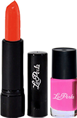 

La Perla Pink Nail Paint & Crrolla Orange Lipstick(Set of 3)