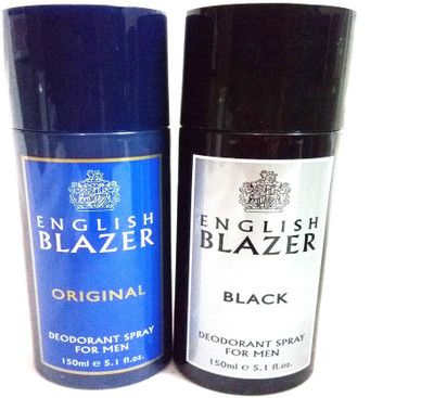 

ENGLISH BLAZER ORIGINAL AND BLACK Deodorant Spray - For Men(300 ml, Pack of 2)