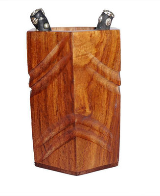 

Accurate Traders 1 Compartments Wooden Pen Stand(Brown)