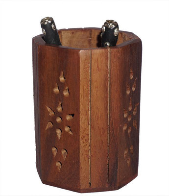 

Accurate Traders 1 Compartments Wooden Pen Stand(Brown)