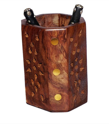

Accurate Traders 1 Compartments Wooden Pen Stand(Brown)