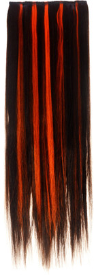

Daiku NATURAL BLACK WITH RED STREAK TWO CLIPS 24 " Hair Extension