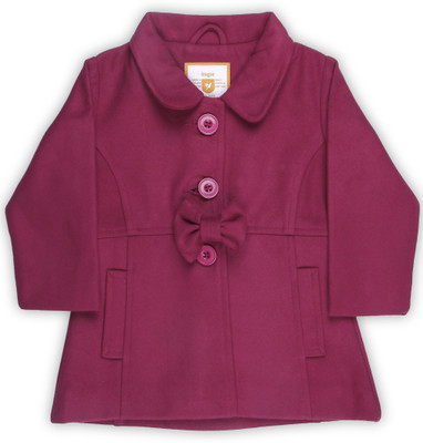 

612 League Full Sleeve Solid Baby Girls Jacket, Wine