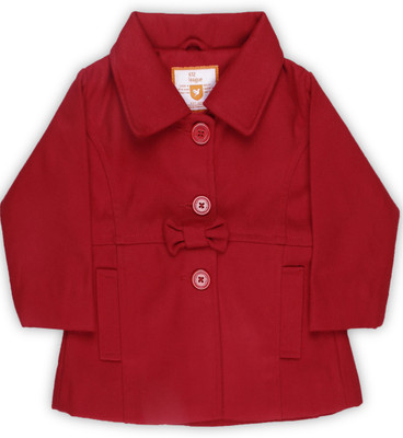 

612 League Full Sleeve Solid Baby Girls Jacket, Red