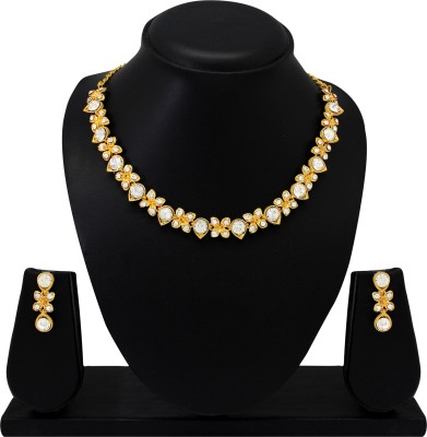 Atasi International Alloy Gold-plated Gold, White Jewellery Set(Pack of 1)