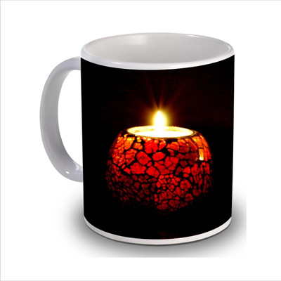 

New Star Light India Red Candle Printed Black Coffee Ceramic Mug(350 ml)