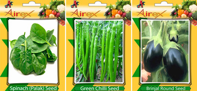 Airex Spinach, Chilli, Brinjal Round Seed(15 per packet)