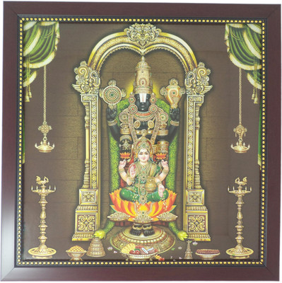 

R S Exports Lord Balaji And LakshmI Photo Frame (34 cm x 34 cm x 1.5 cm ) / venkateswara perumal lakshmi laxmi asta ashta kuber kubera Art work for Paintings and Wall Stickers / God Gods and Goddess Religious Frame