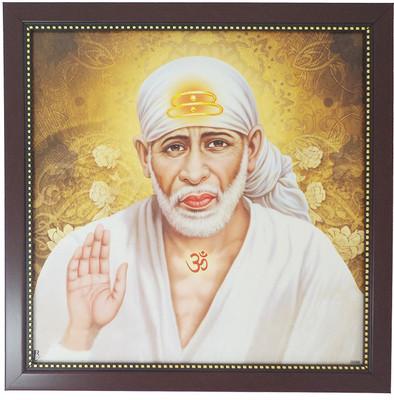 

R S Exports Lord Shirdi Sai baba Photo Frame (34 cm x 34 cm x 1.5 cm ) / Wall Hangings for Home Decor and Wall Decor / Thanksgiving Wall Decorations / saibaba sirdi shirdi shridi sai baba Art work for Paintings and Wall Stickers / God Gods and Goddess Rel