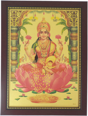 

R S Exports Goddess Lakshmi Photo Frame ( 34 cm x 26 cm x 1.5 cm ) / lakshmi laxmi kuber kubera asta ashta Art work for Paintings and Wall Stickers / God Gods and Goddess Religious Frame