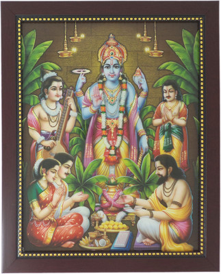 

R S Exports Lord Satyanarayana Photo Frame ( 32.5 cm x 26.5 cm x 1.5 cm ) / Thanksgiving Wall Decorations / satyanarayana satya narayana sathya narayana sathyanarayanan Art work for Paintings and Wall Stickers / God Gods and Goddess Religious Frame
