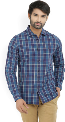 United Colors of Benetton Men Checkered Casual Dark Blue Shirt