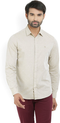United Colors of Benetton Men Polka Print Casual Beige Shirt