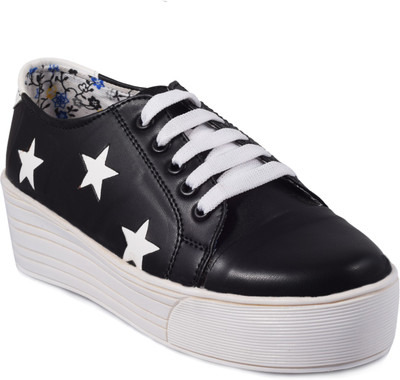

Trendy Women's 3 S Star (White) Heel (2 Inch) Sneakers For Women(Black