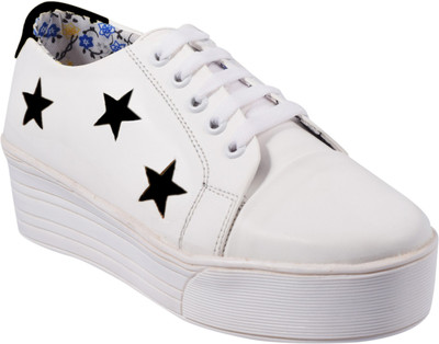 

Trendy Women's 3 S Star (Black) Heel (2 Inch) Sneakers For Women(White