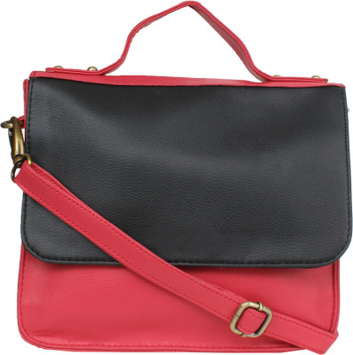 

Bagsy Malone Women Casual Pink, Black PU Sling Bag, Black;pink