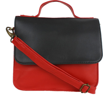 

Bagsy Malone Women Casual Red, Black PU Sling Bag, Black;red