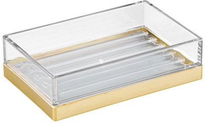 

InterDesign Clarity bar Soap Dish for Bathroom Vanities, Kitchen Sink - Clear/Brushed Gold(Gold)
