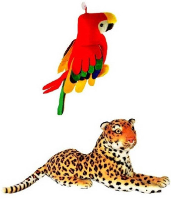 

Aparnas Cute looking cheetah32cm and parrot macaw 22inchstuffed soft plush toy for kids love girl - 32 cm(Multicolor)