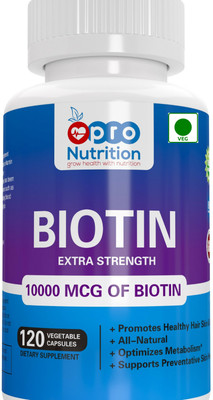 

ProNutrition 100% Natural Biotin 10000 MCG Capsules - 120 Vegan Capsules; For Hair, Skin & Nails; Zero Animal Fat, Gluten Free & GMO Free(120 No)